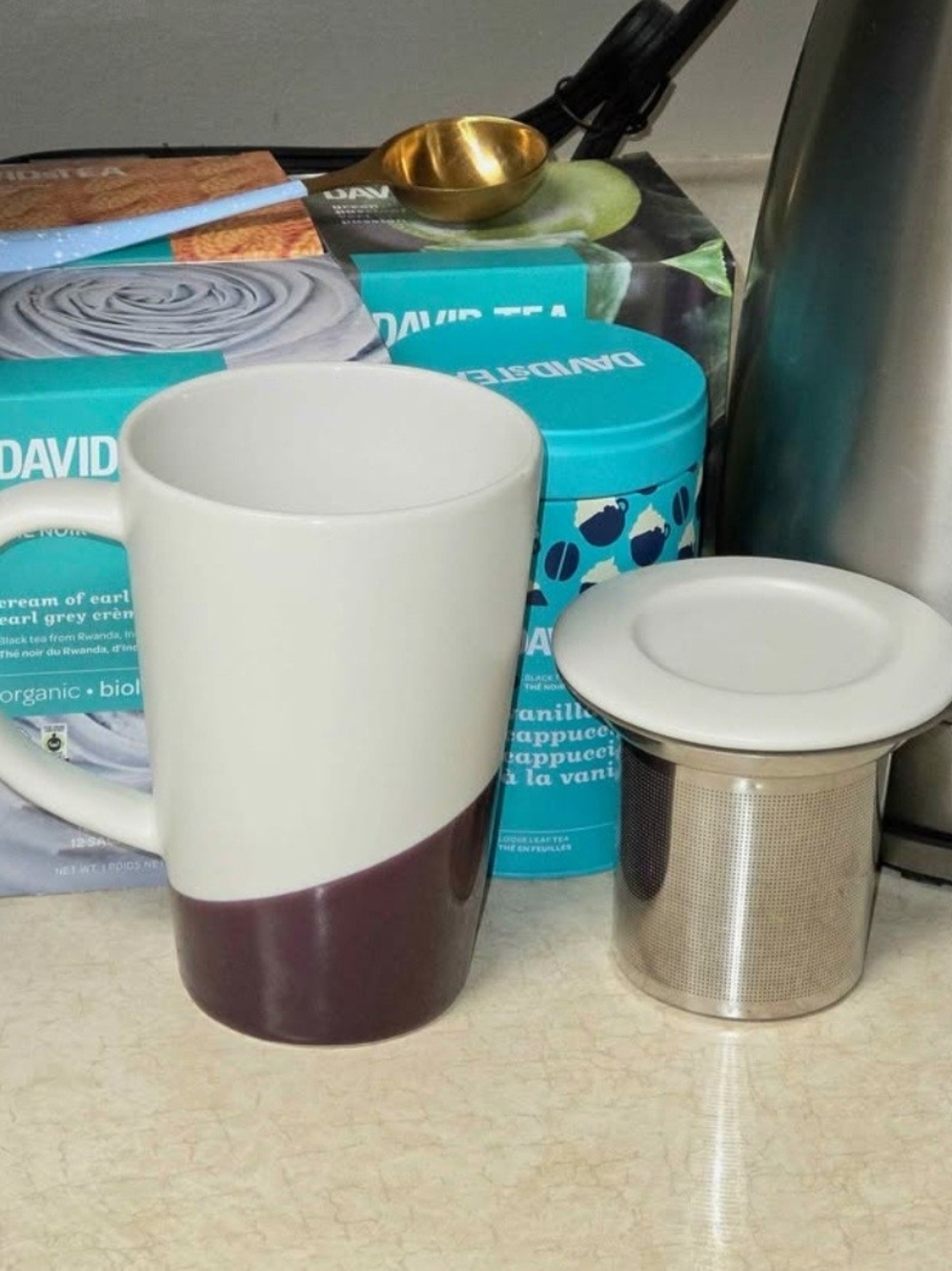 DAVIDsTEA Plum Purple & Cream Perfect Mug 3 Piece Set
